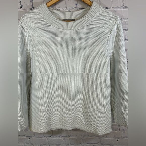 COS Pale Blue Ribbed Crew Neck Cotton Cozy Classic Preppy Minimalist Sweater M - Picture 1 of 11